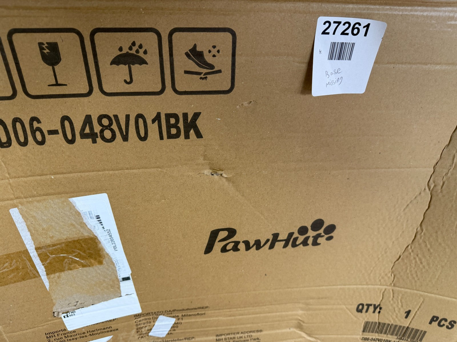 PawHut Freestanding 3-Pannel Pet Safety Barrier - Black (D06-048V01BK)