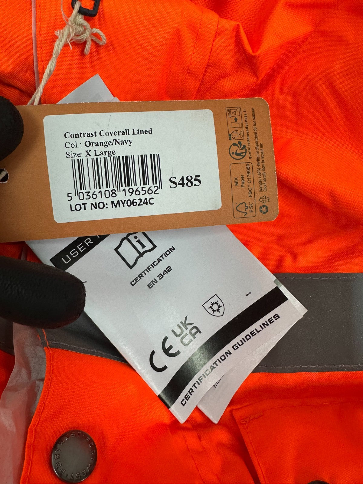 portwest S485 mens hi vis winter work coverall waterproof polyster overall therm