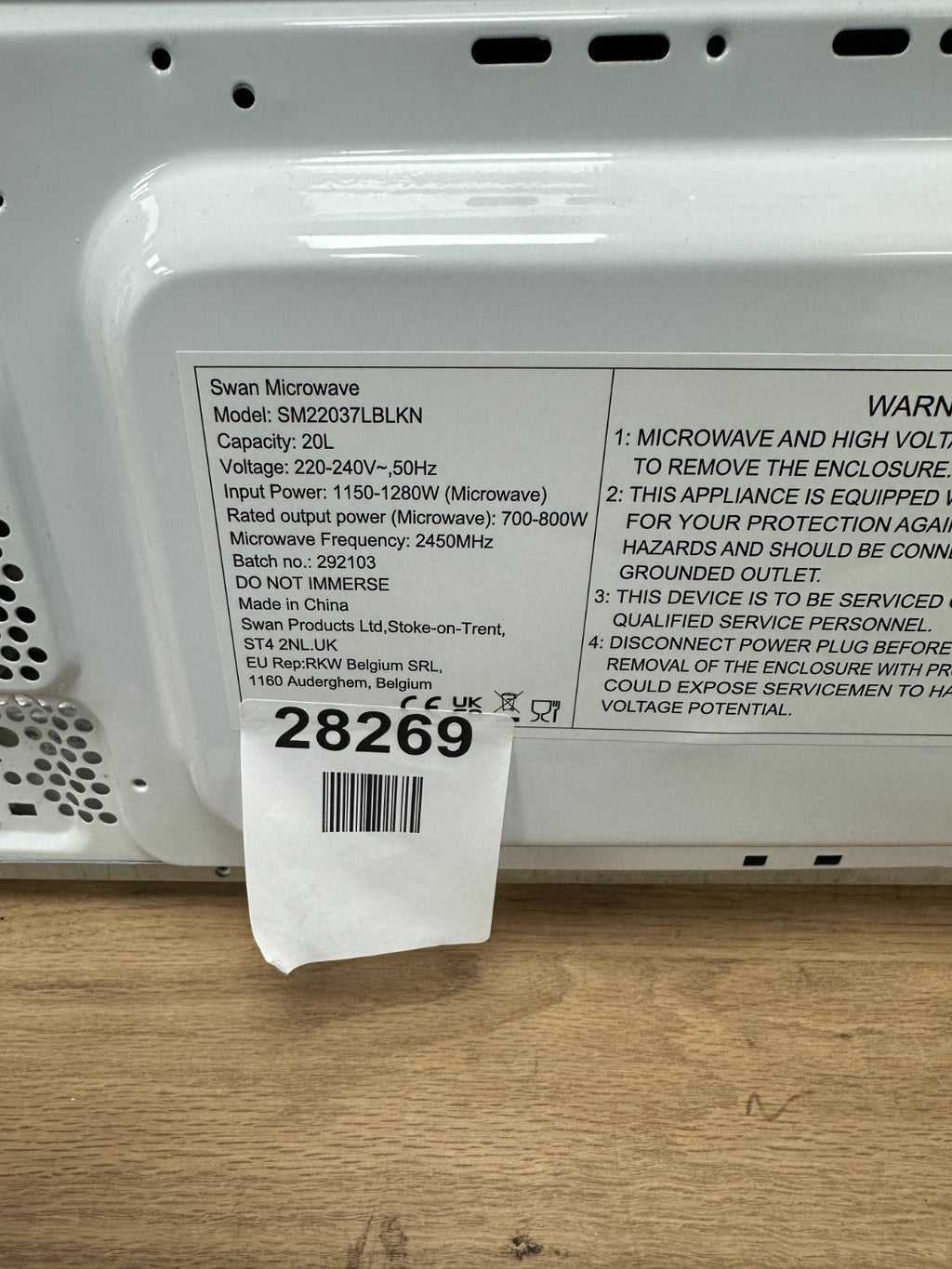 Swan Stealth 20L LED Digital Microwave -(SM22037LBLKN) - Read Description — New (other) (photo 7)