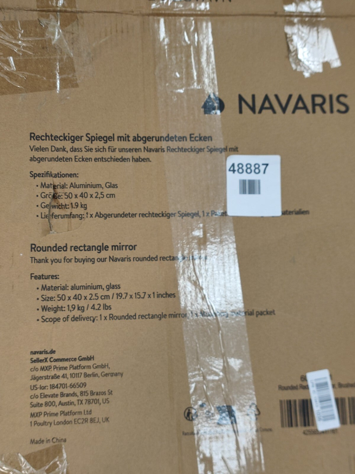 Navaris Rectangular Wall Mirror