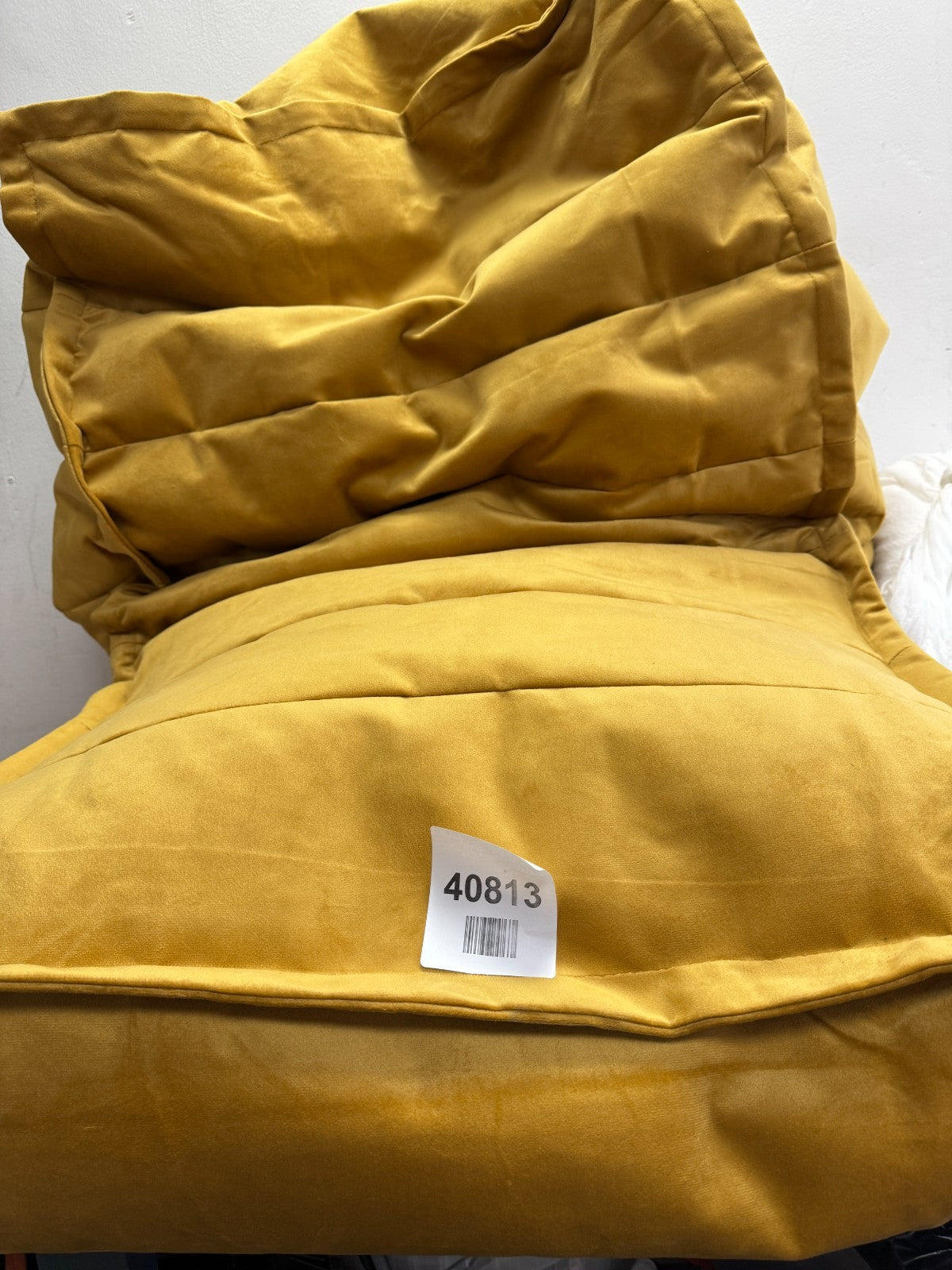 con Dolce Velvet Lounge Bean Bag Chair, Ochre Yellow, Large Adult Bean Bag with