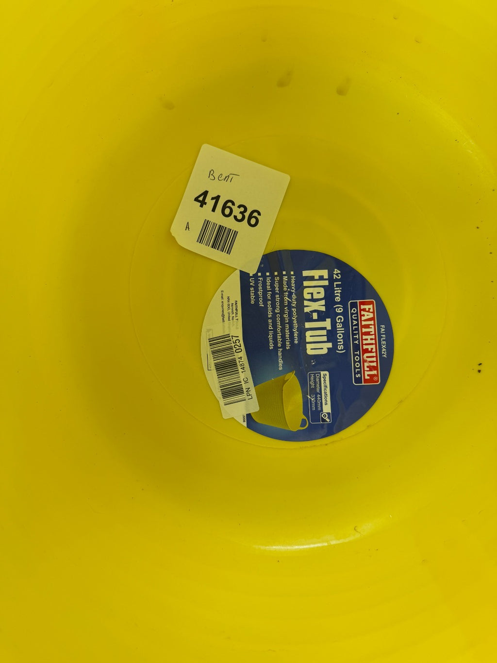 Lightweight 42 Litre Yellow Flex Tub with Heavy-Duty Handles for Easy Transport