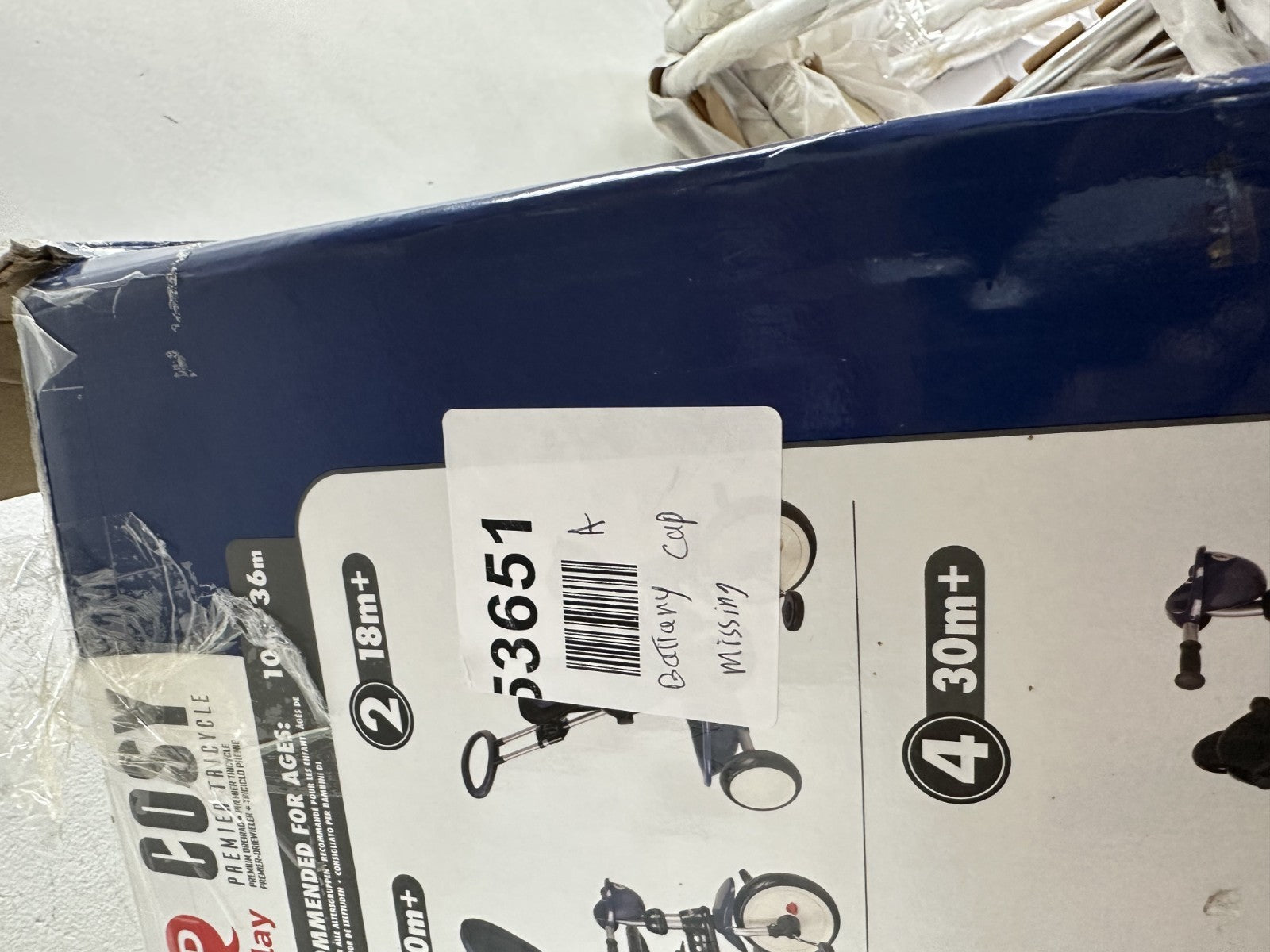 QPlay Cosy premier tricycle - Battery cap missing