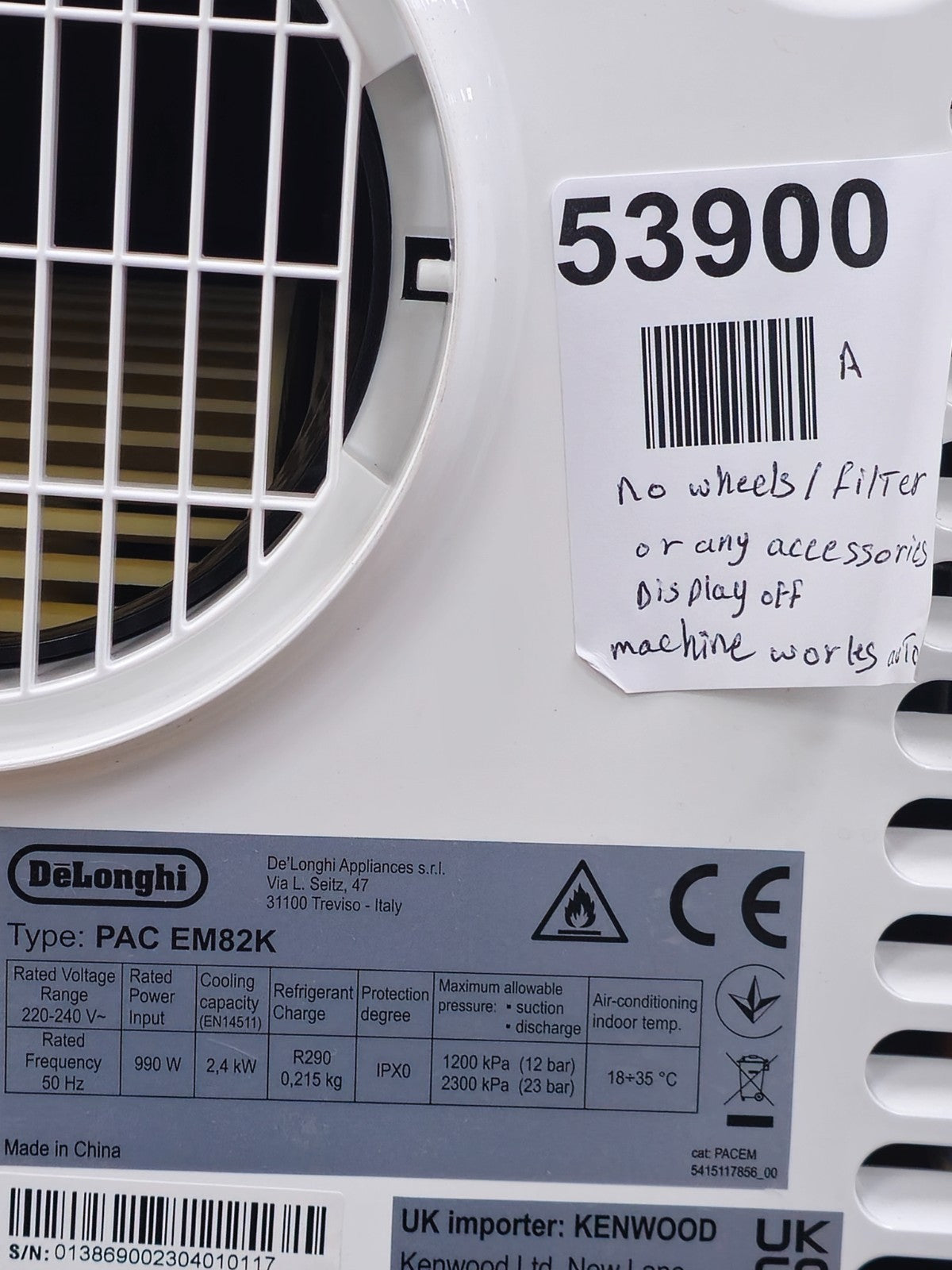 De'Longhi Pinguino PAC EM82 Eco Portable Air Conditioner - White