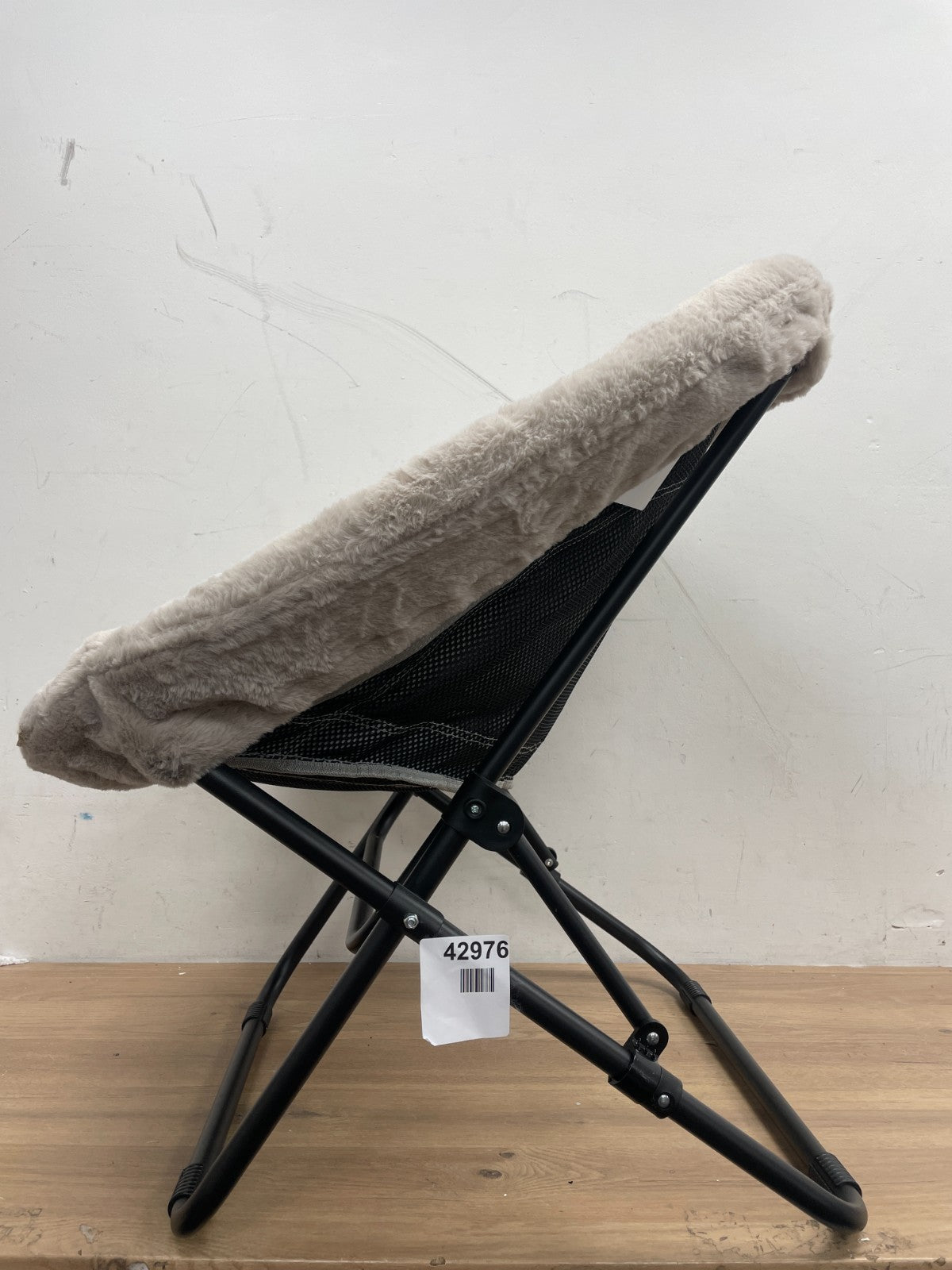 Urban Shop Faux Fur Saucer Chair, Grey/Black
