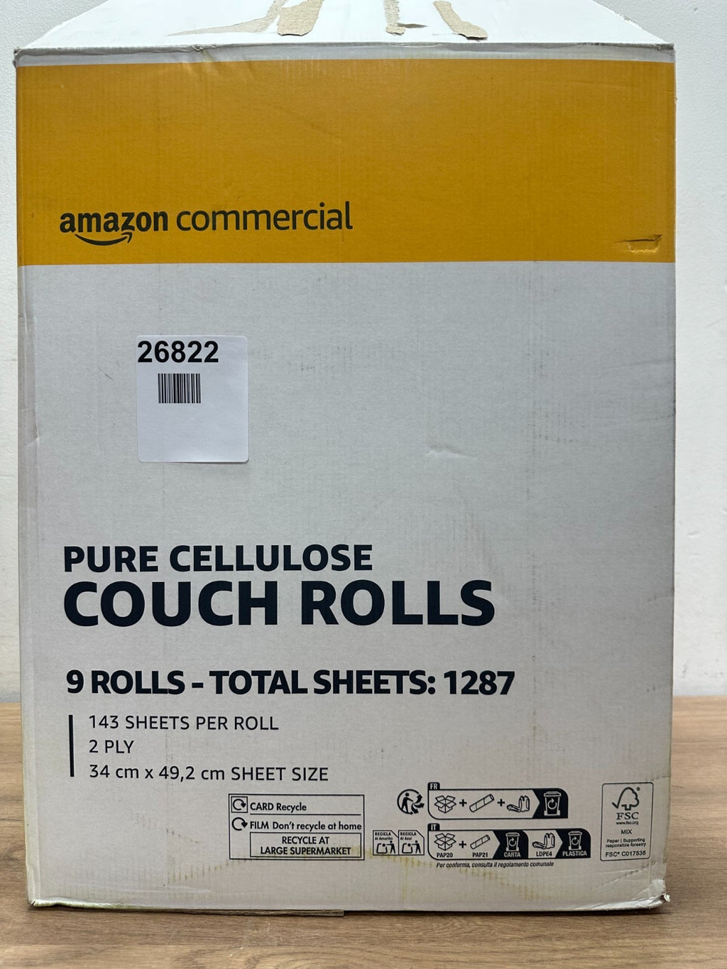 Amazon Commercial pure cellulose couch rolls 9 rolls 34x49.2cm