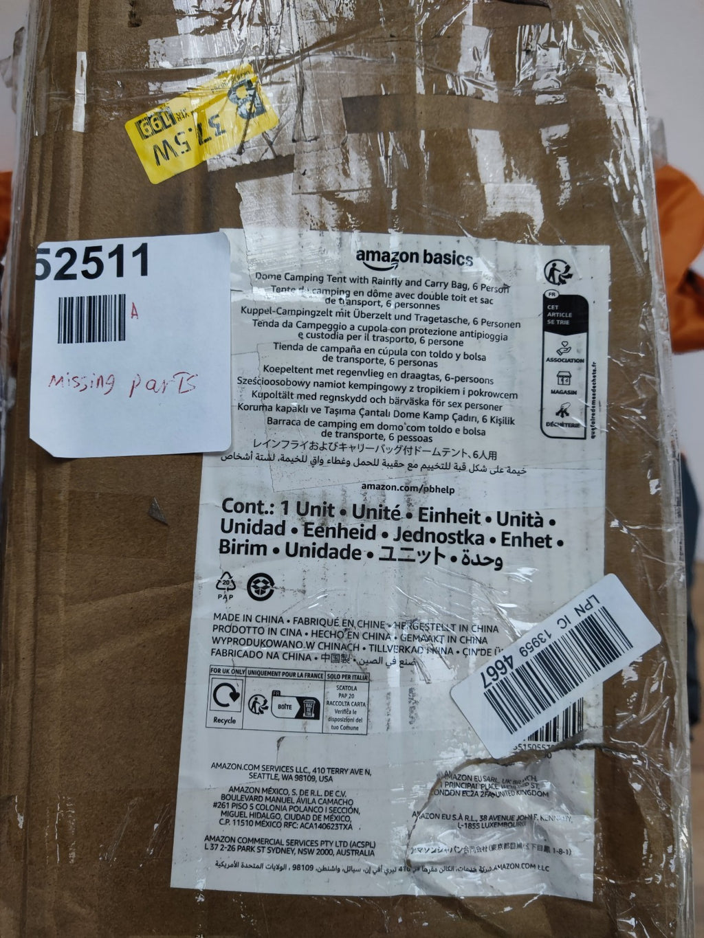 Amazon basics dome camping tent
