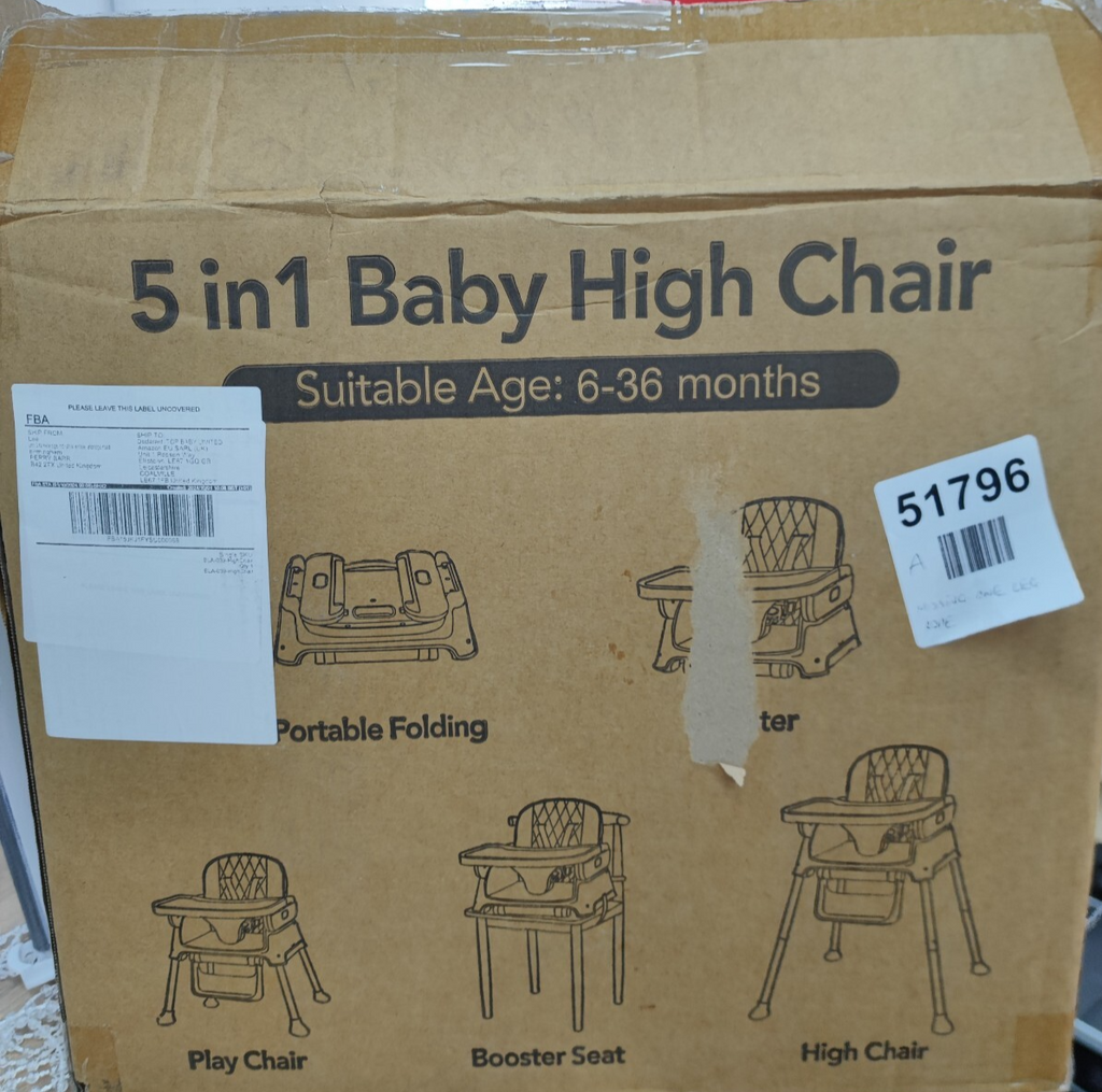 Bellababy High Chair, Adjustable Convertible 5 in 1 Baby Highchair