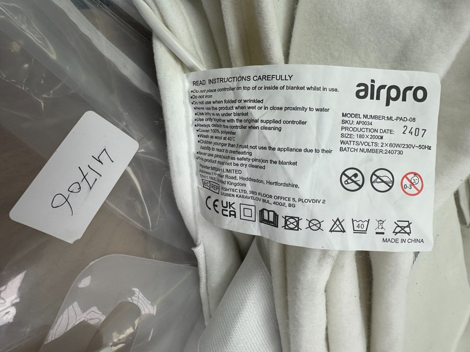 Zanussi ZESB7001 60W Single Electric Blanket - White