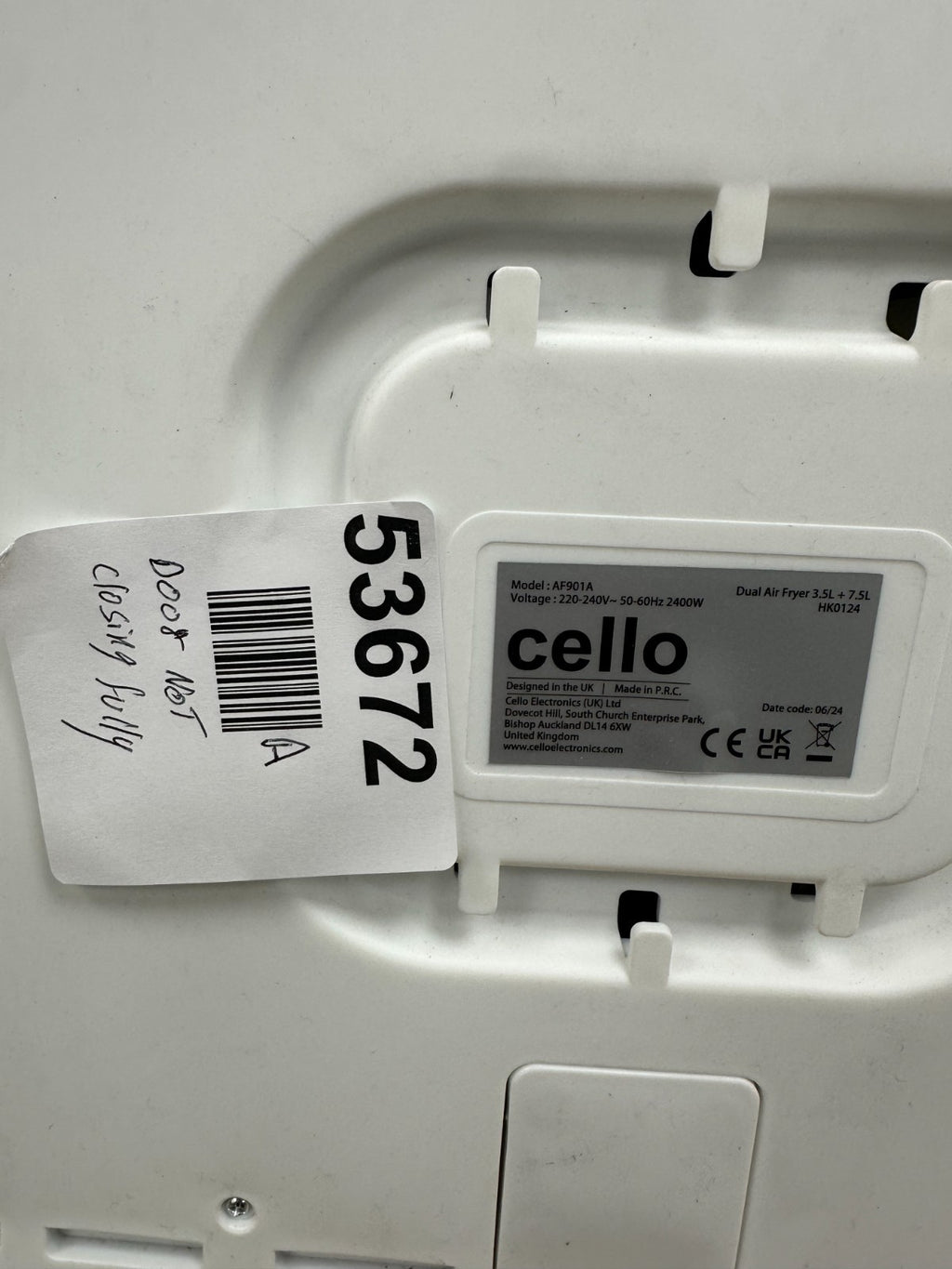 Cello AF901A Easy Fry Dual Zone Digital 11 litre Air Fryer 2 Draw 3.5L 7.5L Oven
