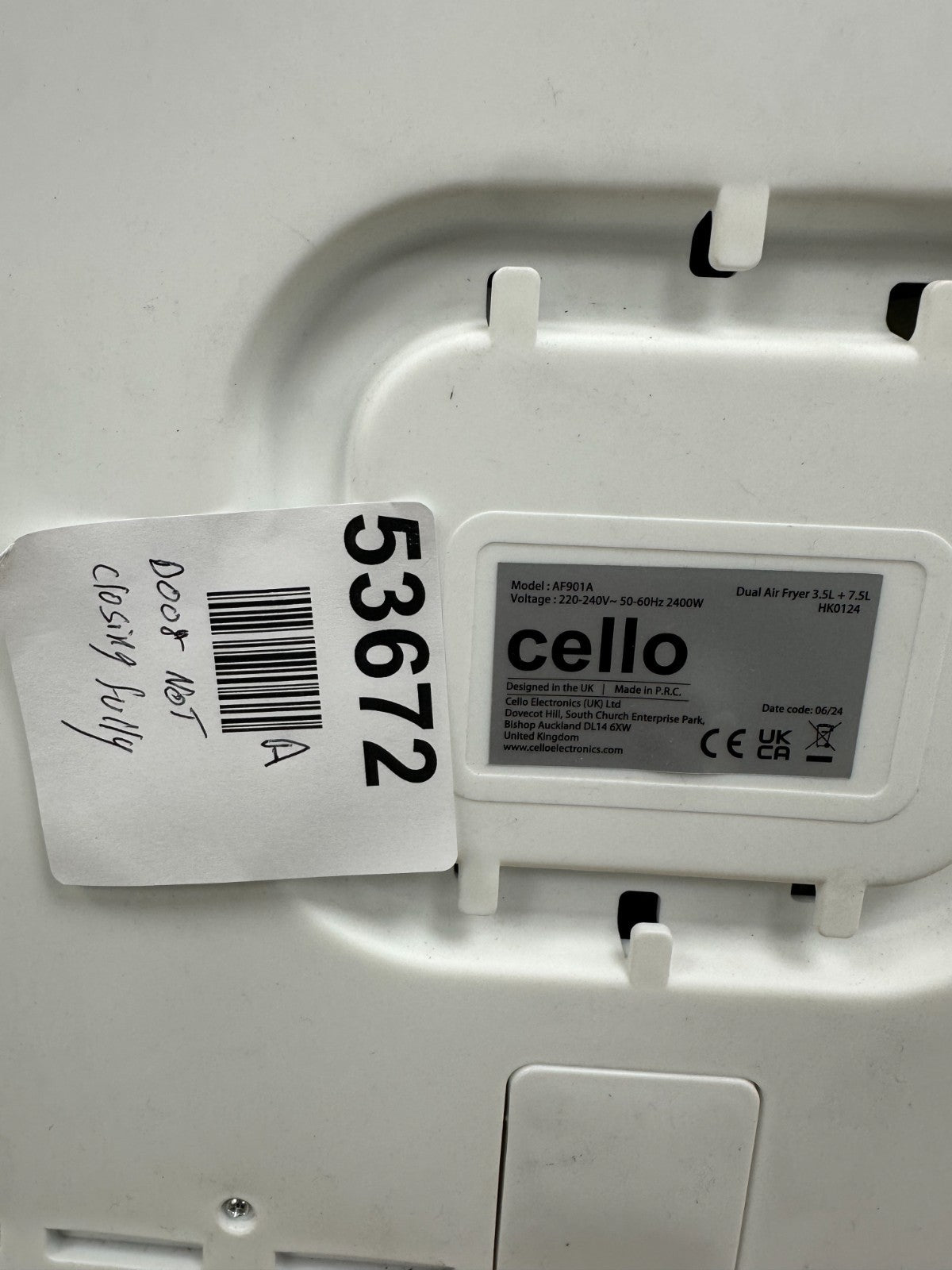 Cello AF901A Easy Fry Dual Zone Digital 11 litre Air Fryer 2 Draw 3.5L 7.5L Oven