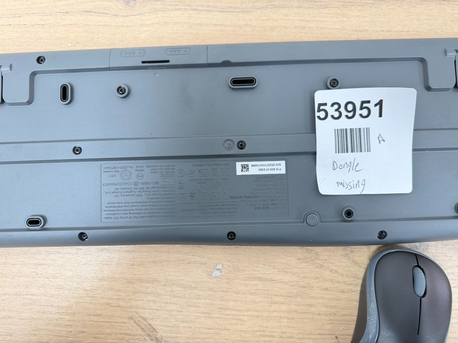 Logitech MK270 Wireless Mouse and Keyboard Combo- Dongle missing
