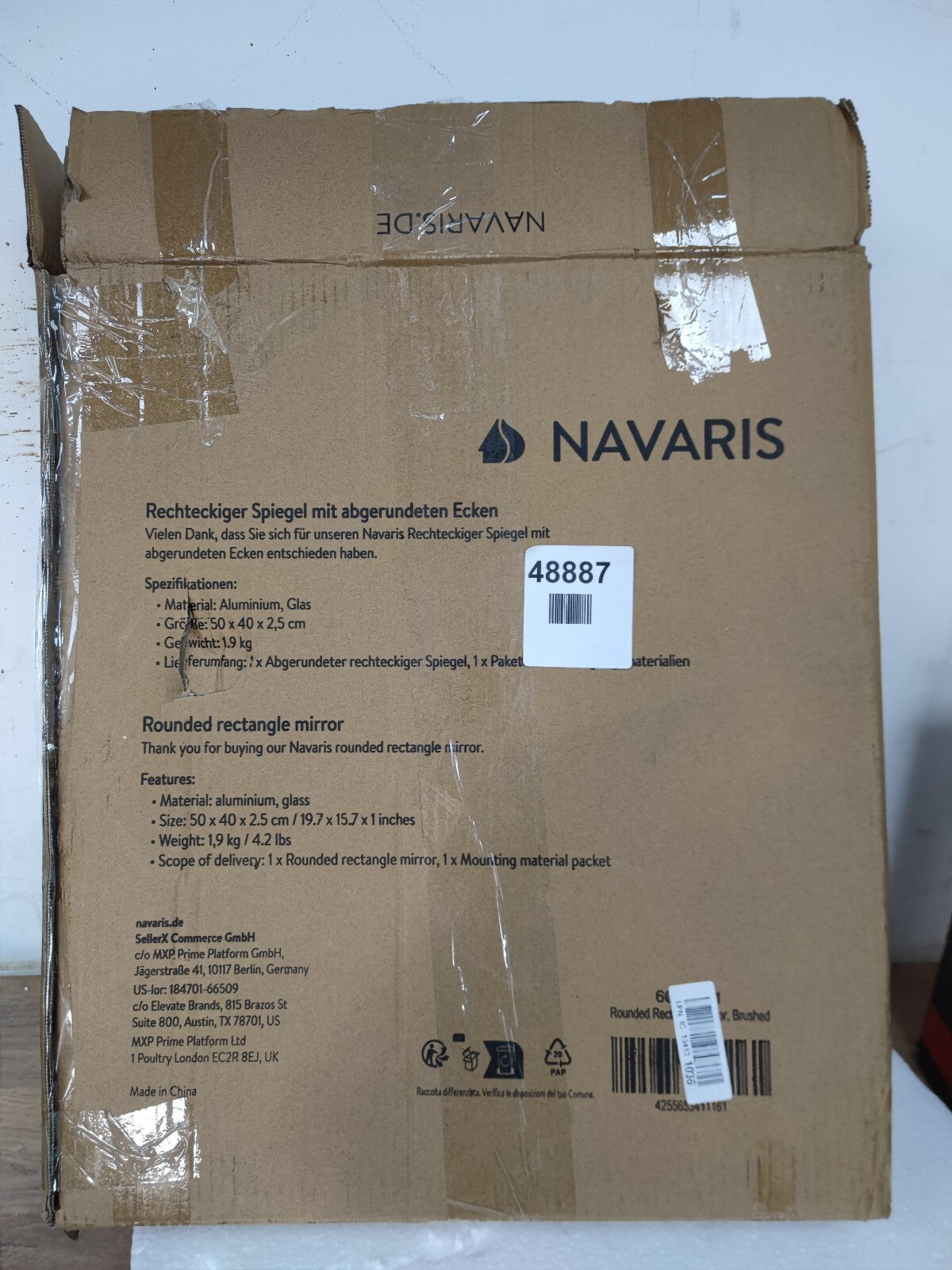 Navaris Rectangular Wall Mirror