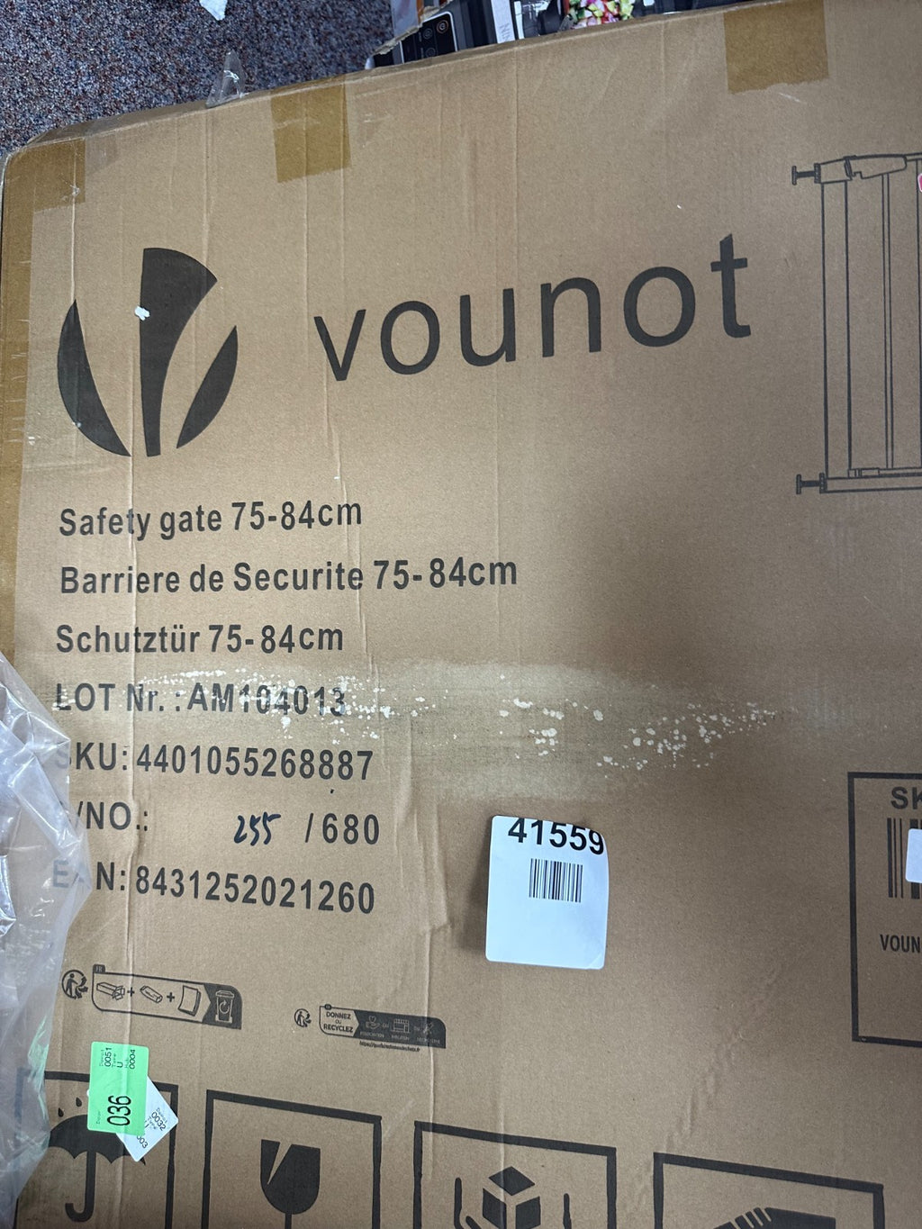 VOUNOT Safety Gate for Baby 75-84 cm, Pressure Fit Stair Gates, Auto Close