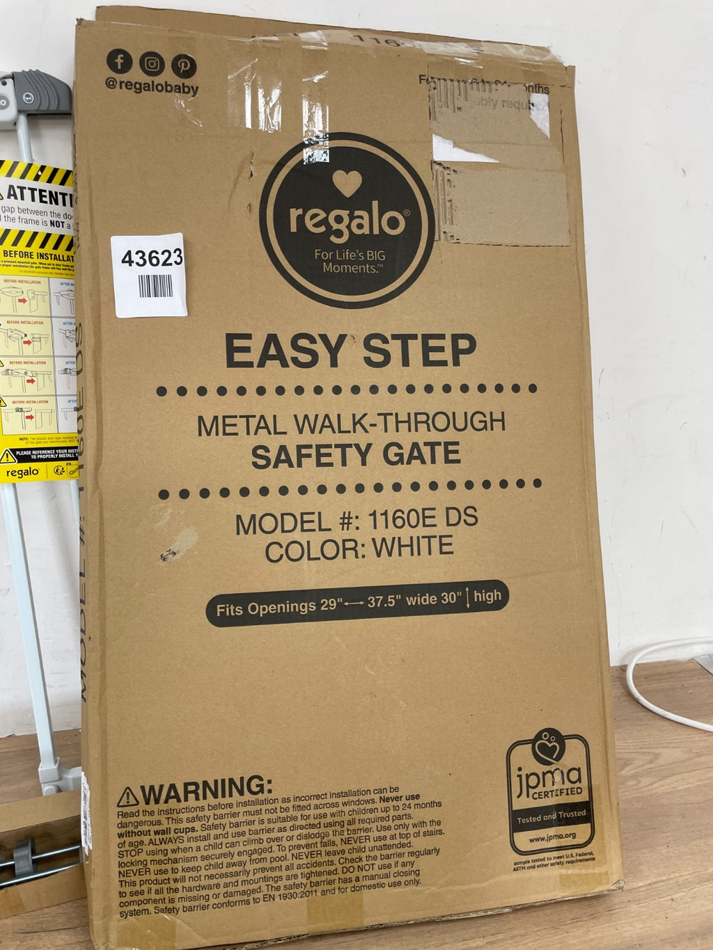 REGALO EASY STEP SAFETY GATE METAL WALK-THROUGH MODEL 1160E DS WHITE — New (other) (photo 7)