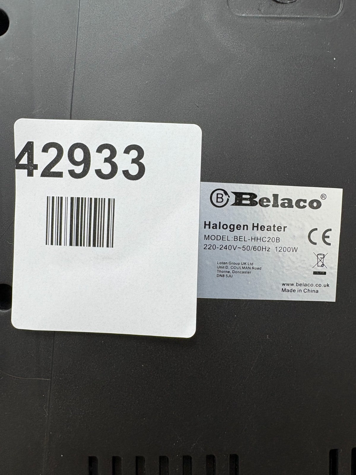 Belaco Halogen electric Heater portable heater BEL-HHC20B