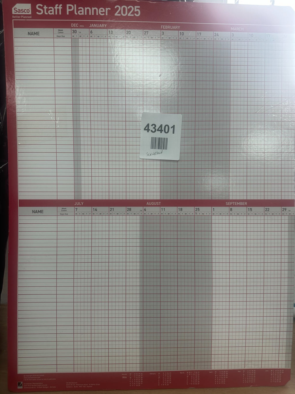 Sasco Staff Planner 2025 - Scratched