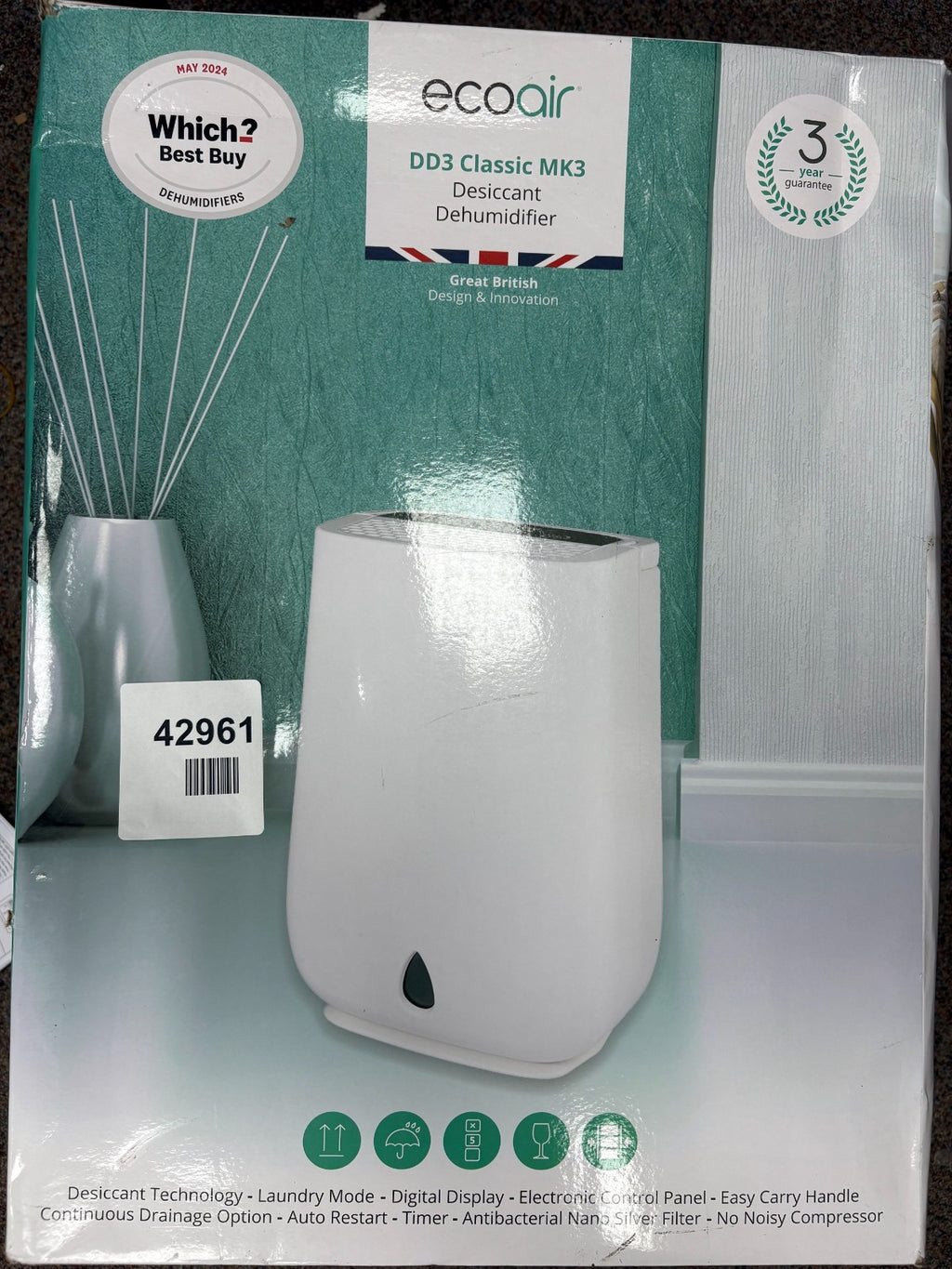 EcoAir DD3 Classic MK3 Desiccant Dehumidifier