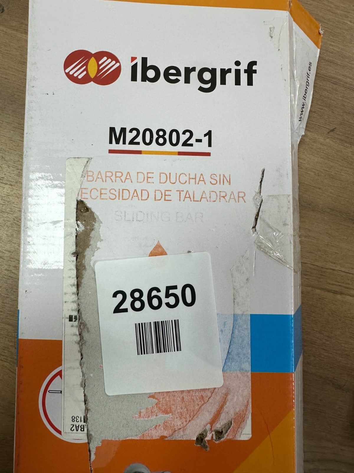 Ibergrif M20802-1 Shower Riser Rail, 57Cm Shower Rail, No Drilling Required